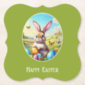 Hübscher Osterhase in Landschaft -  ペーパーコースター (正面)