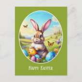 Hübscher Osterhase in Landschaft -  ポストカード (正面)