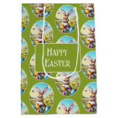 Hübscher Osterhase in Landschaft - ミディアムペーパーバッグ (裏面)