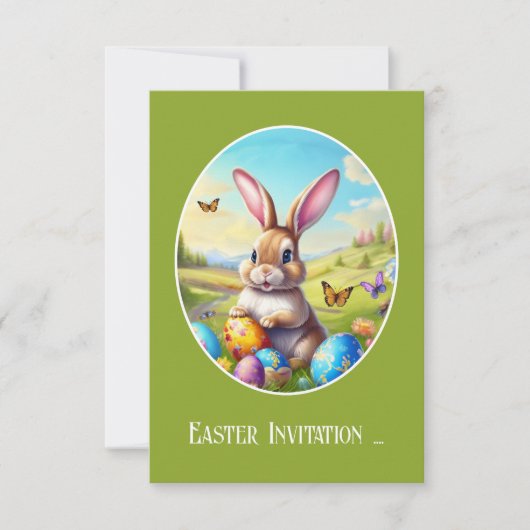 Hübscher Osterhase in Landschaft - 招待状 (正面)
