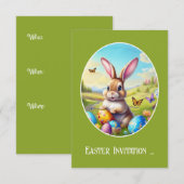Hübscher Osterhase in Landschaft - 招待状 (正面/裏面)