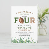 Huddle Up フットボール 4歳の誕生日パーティー 招待状 (スタンド正面)