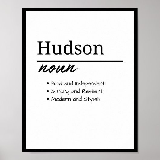 Hudson、Boy Personalized Name Definition ポスター (正面)