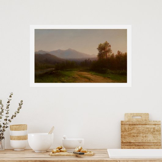 Hudson River Landscape, c.1860-5 (キャンバス上の油) ポスター (キッチン)