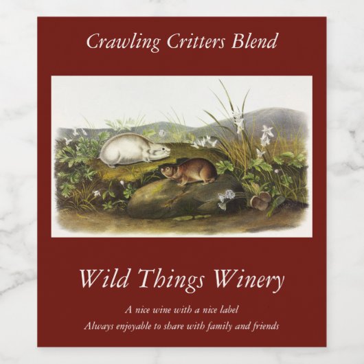 Hudson's Bay (Ungava Collated) Lemming by Audubon ワインラベル (シングルラベル)
