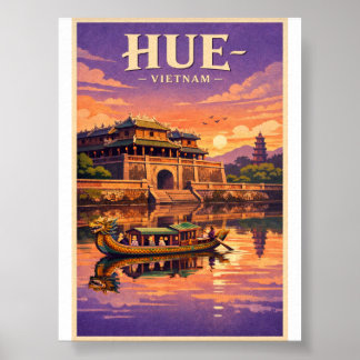 Hue city Vietnam Retro Travel Poster ポスター