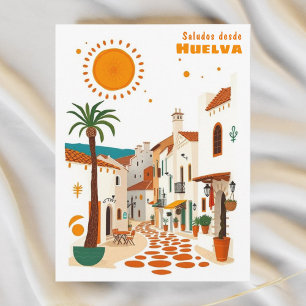 Huelvaスペイン地中海のホワイトタウンポストカード ポストカード