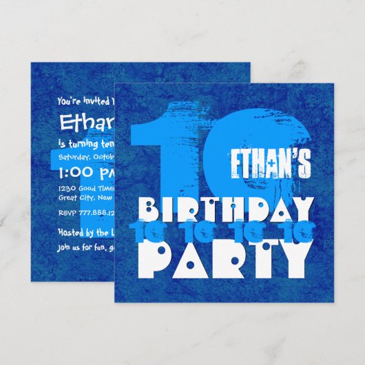 HUES of BLUE 10th Birthday Party 10歳V02A 招待状 (正面/裏面)
