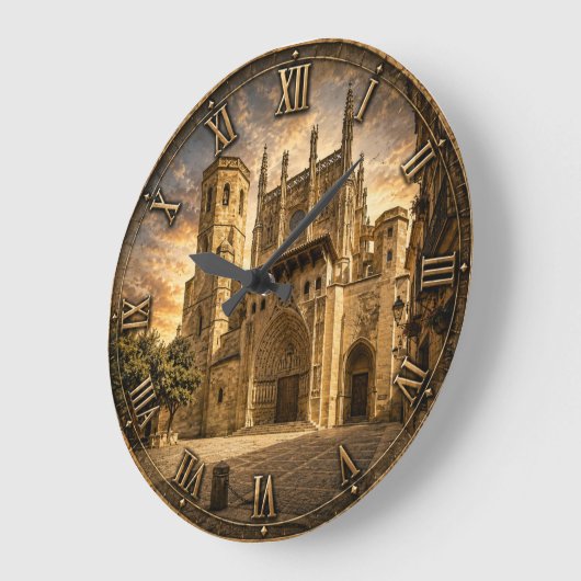 Huesca Cathedral Gothic Architecture  ラージ壁時計 (傾斜)