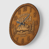 Huesca Spain Pyrenees mountain 3D wooden sculpture ラージ壁時計 (傾斜)