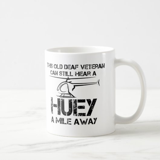 Huey a mile 遠くに おもしろい退役軍人を聞く コーヒーマグカップ (右)