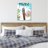 Huez フランス レトロ スキーポスター キャンバスプリント (インサイチュ (寝室))
