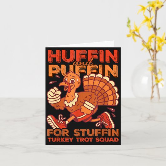 Huffin And Puffin For Stuffing Turkey Trot Squad  カード (黄色い花)
