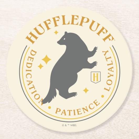 HUFFLEPUFF™バダーガーハウスプライドバッジ ラウンドペーパーコースター (正面)