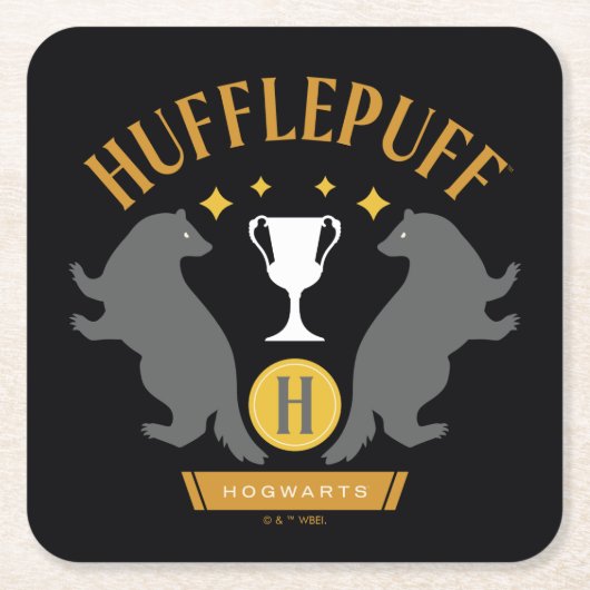 HUFFLEPUFF™バッジャー&カップハウスプライドグラフィック スクエアペーパーコースター (正面)
