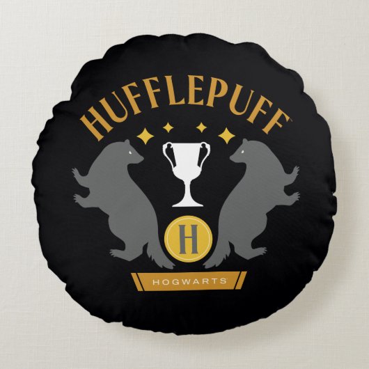 HUFFLEPUFF™バッジャー&カップハウスプライドグラフィック ラウンドクッション (正面)