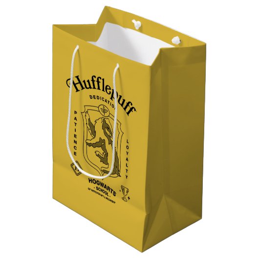 HUFFLEPUFF™ 忠誠心 粘り強さ 忍耐 クレスト ミディアムペーパーバッグ (正面アングル)