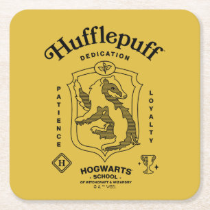 HUFFLEPUFF™ 誠実さ 忍耐 忠誠 エンブレム スクエアペーパーコースター