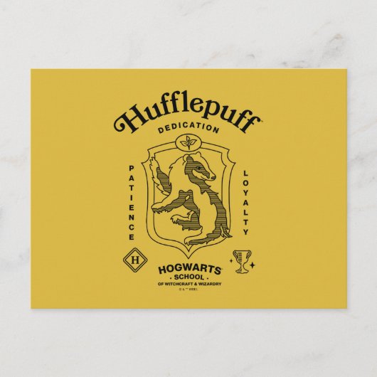 HUFFLEPUFF™ 誠実さ 忍耐 忠誠 クレスト ポストカード (正面)