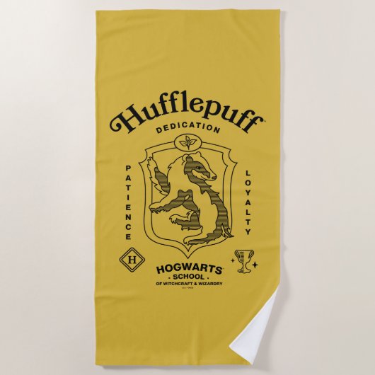 HUFFLEPUFF™ Dedication Patience Loyalty Crest ビーチタオル (正面)