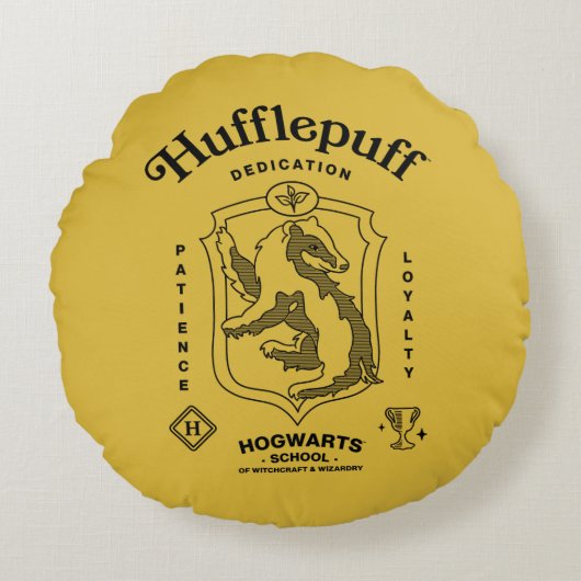 HUFFLEPUFF™ Dedication Patience Loyalty Crest ラウンドクッション (正面)