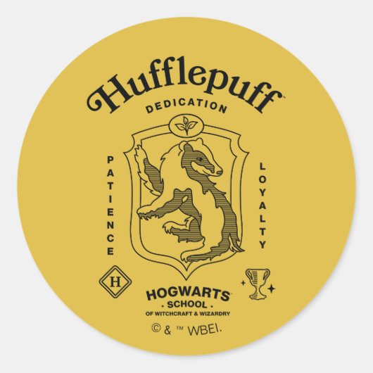 HUFFLEPUFF™ Dedication Patience Loyalty Crest ラウンドシール (正面)