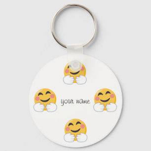 Hug and Love Emojiと「Your Name Here」 キーホルダー