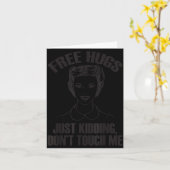 Hug, Just Kidding Funny Saying, Do Not Touch Me  カード (黄色い花)