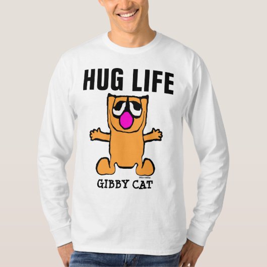 HUG LIFE おもしろい Cat Tシャツ、ジビー猫 Tシャツ (正面)
