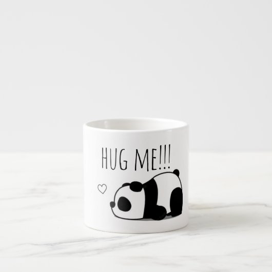 "Hug Me" Cute Minimalist Panda Ceramic Coffee Mug エスプレッソカップ (正面)