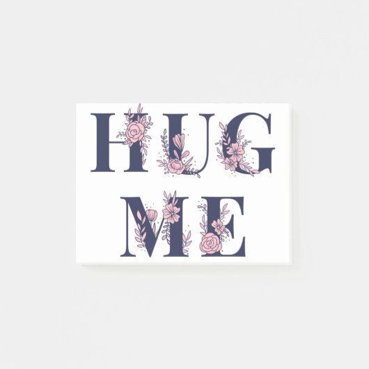 Hug Me text girly flower font typography ポストイット (正面)