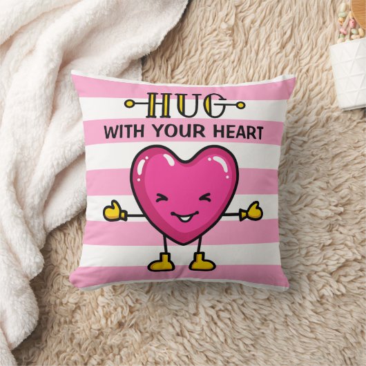 Hug With Your Heart Throw Pillows クッション (ブランケット)