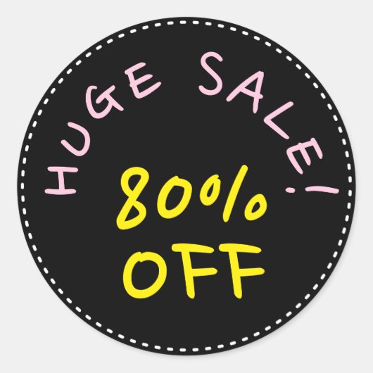 「HUGE SALE!」「80% OFF」ラウンドステッカー ラウンドシール (正面)