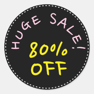 「HUGE SALE!」「80% OFF」ラウンドステッカー ラウンドシール