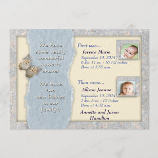 Huggable双生児の誕生の発表 案内状