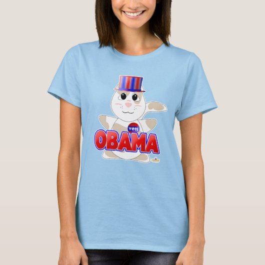 Huggable Voting Tan Cat Red Obama Tシャツ (正面)