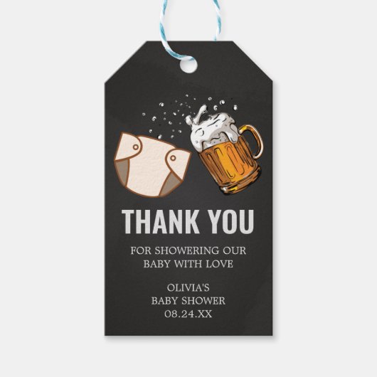 HuggiesとChuggies赤ちゃんシャワーメッセージカード ギフトタグ (正面)