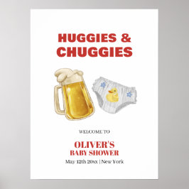 Huggies Chuggies ビールおむつ ベビーシャワーのウェルカム ポスター