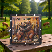 Hugging Bears Mountain Pine スクエア壁時計