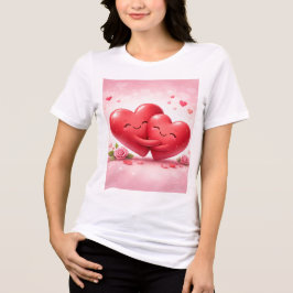 Hugging Hearts T-Shirt | Romantic Love Shirt with  トライブレンドＴシャツ