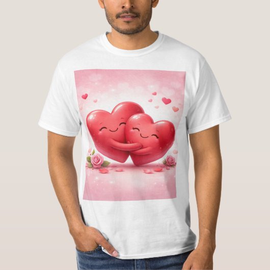 Hugging Hearts T-Shirt | Romantic Love Shirt with  Tシャツ (正面)