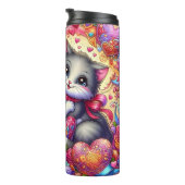 Hugging Kittens Heart Floral タンブラー (回転右)