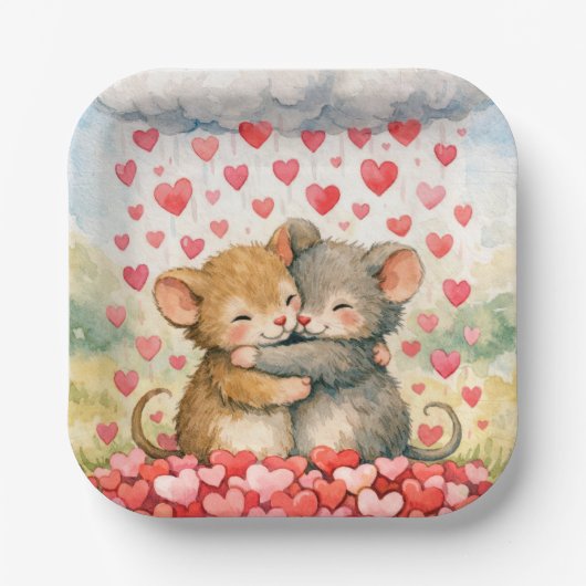 Hugging Mice Under a Cloud of Hearts ペーパープレート (正面)