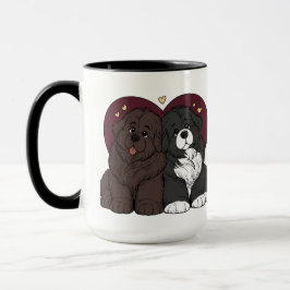 Hugging Newfoundland Dog Puppies マグカップ
