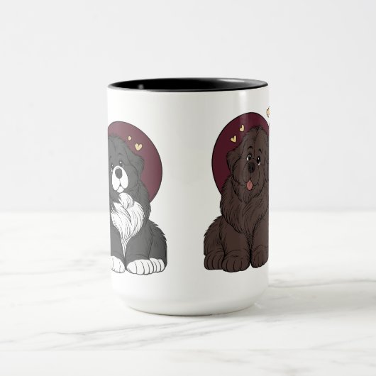 Hugging Newfoundland Dog Puppies マグカップ (中央)