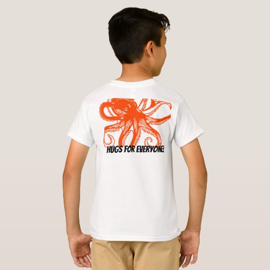 Hugging orange Octopus Kids T-Shirt  Tシャツ (裏面フル)