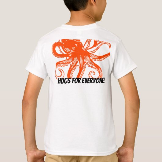 Hugging orange Octopus Kids T-Shirt  Tシャツ (裏面)