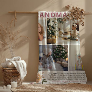 'Huggs for Gramona'フローラ写真コラージュ フリースブランケット