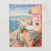 Hugharda Egypt Travel City Painting Aesthetic ポストカード (正面)