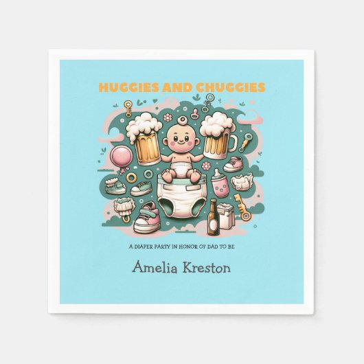 HugiesとChuggiesの応援からFatherhood スタンダードカクテルナプキン (正面)